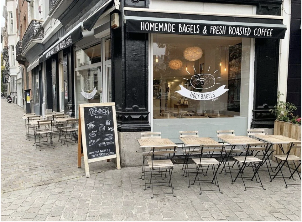 Holy Bagels artisan bagel shop storefront in Brussels